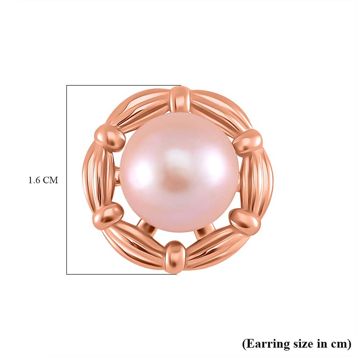 Peach Edison Solitaire Stud Push Post Earring in 18K Vermeil Rose Gold Plated Sterling Silver