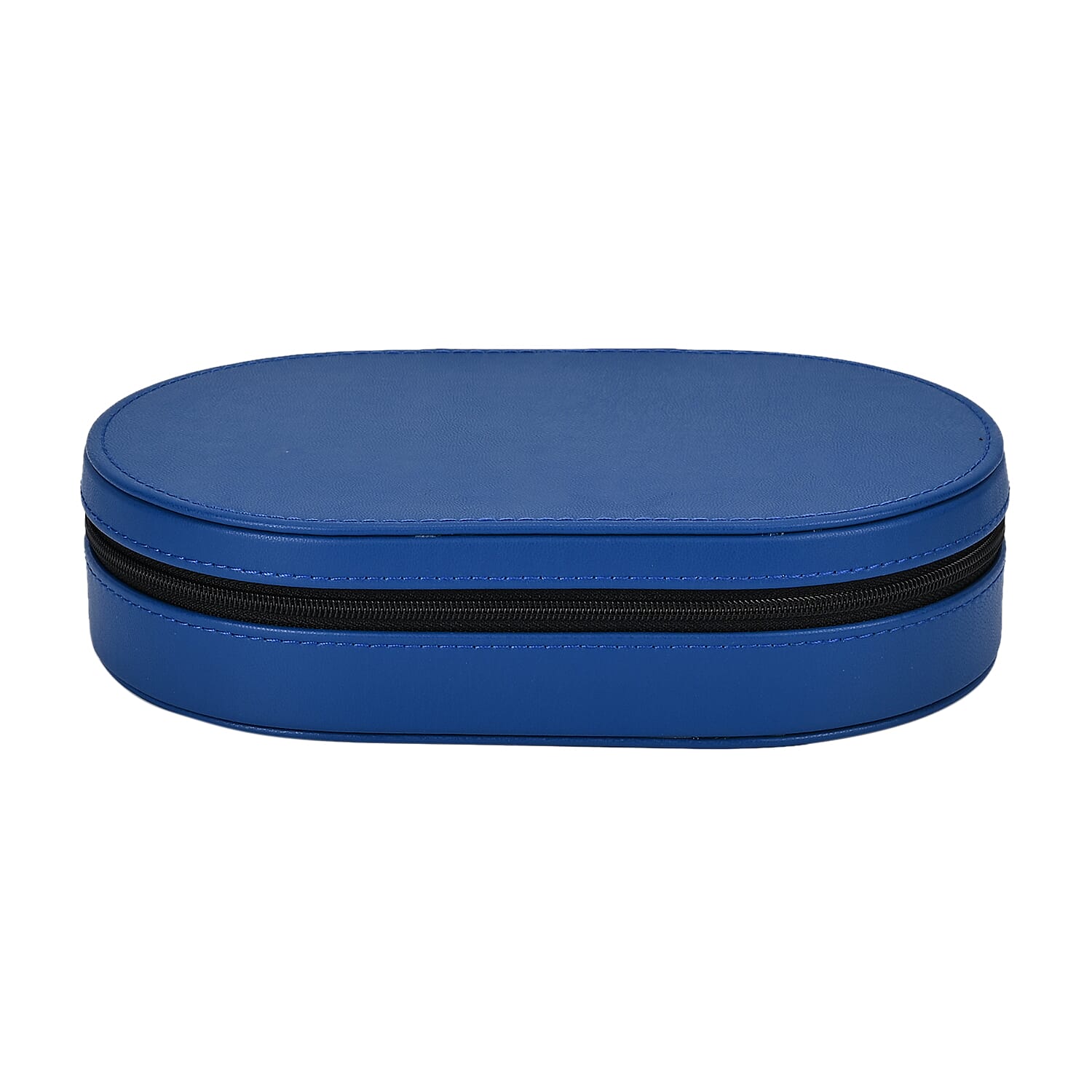 Leatherette Oval Shape Jewellery Organizer with Black Velvet Lining  - Blue