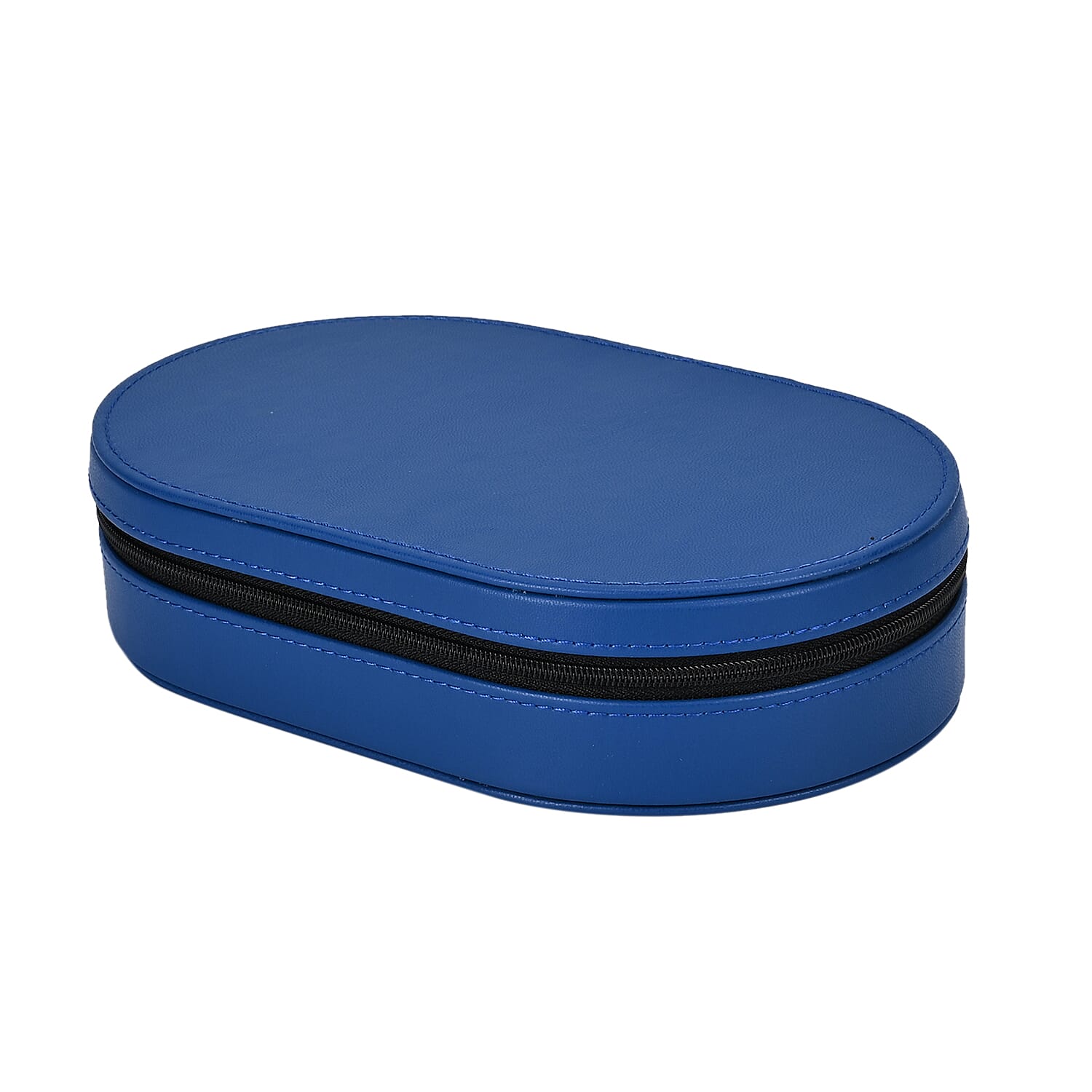 Leatherette Oval Shape Jewellery Organizer with Black Velvet Lining  - Blue