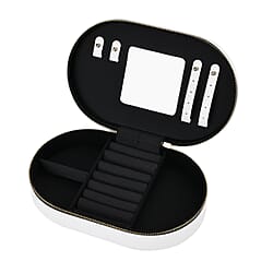 Leatherette Oval Shape Jewellery Organiser with Black Velvet Lining
