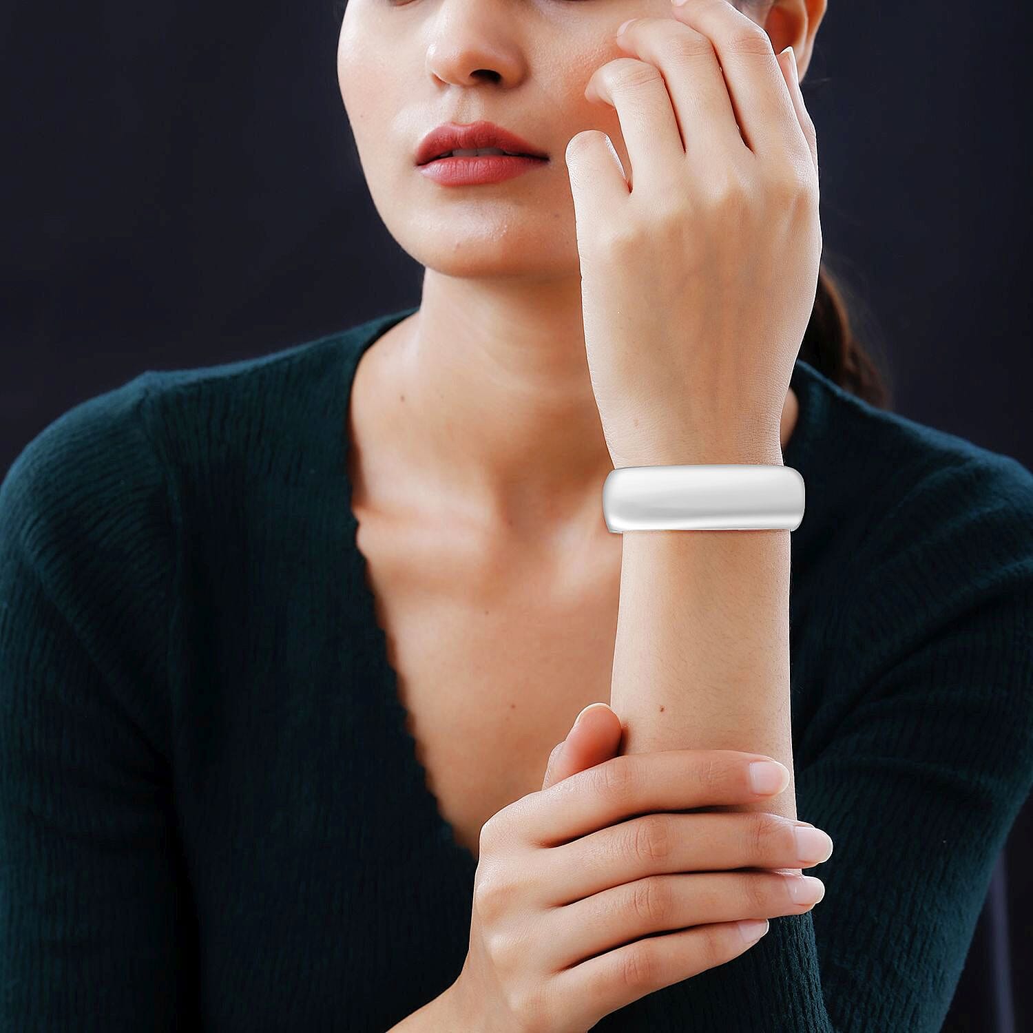 Vicenza Find - Sterling Silver Bangle (Size 7.5 Inch) Silver Wt. 24.00 Gms.