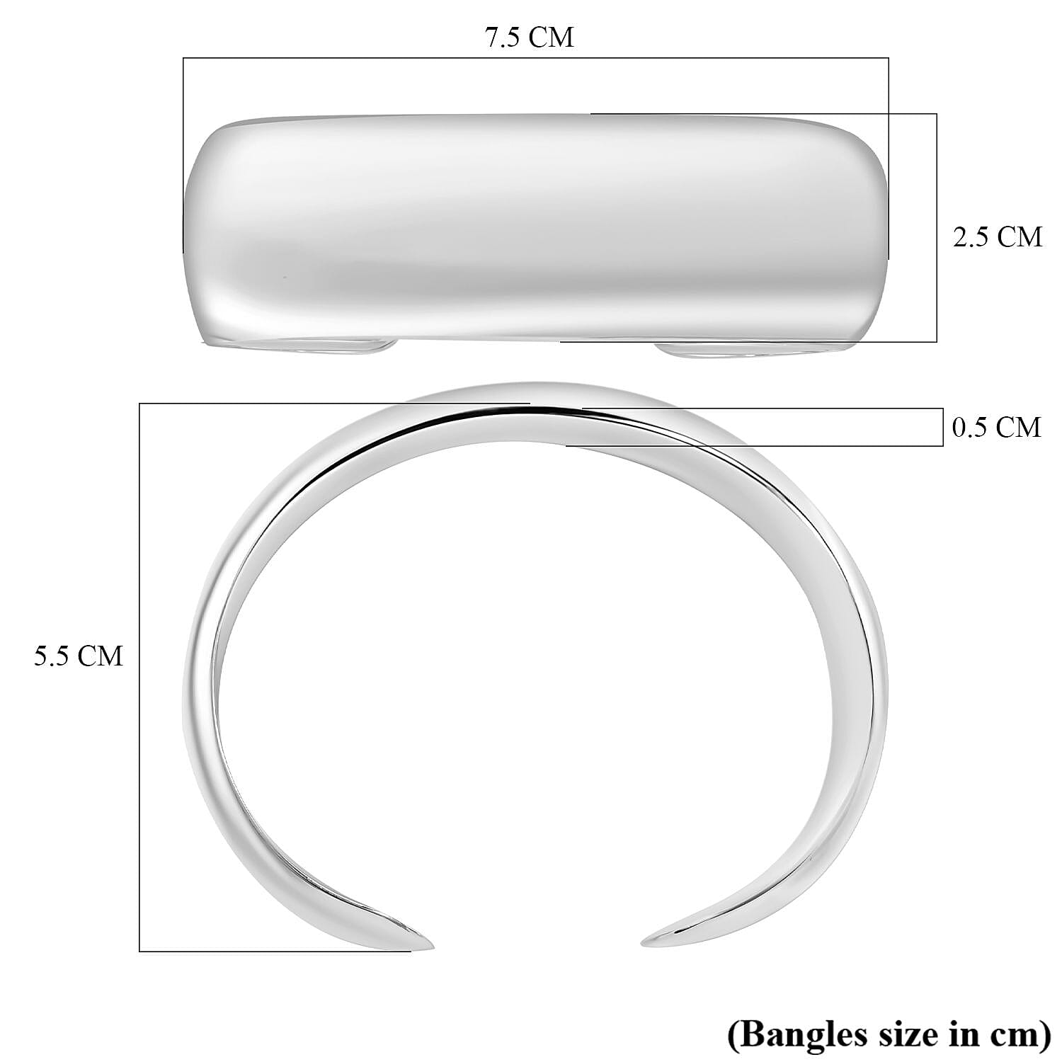 Vicenza Find - Sterling Silver Bangle (Size 7.5 Inch) Silver Wt. 24.00 Gms.