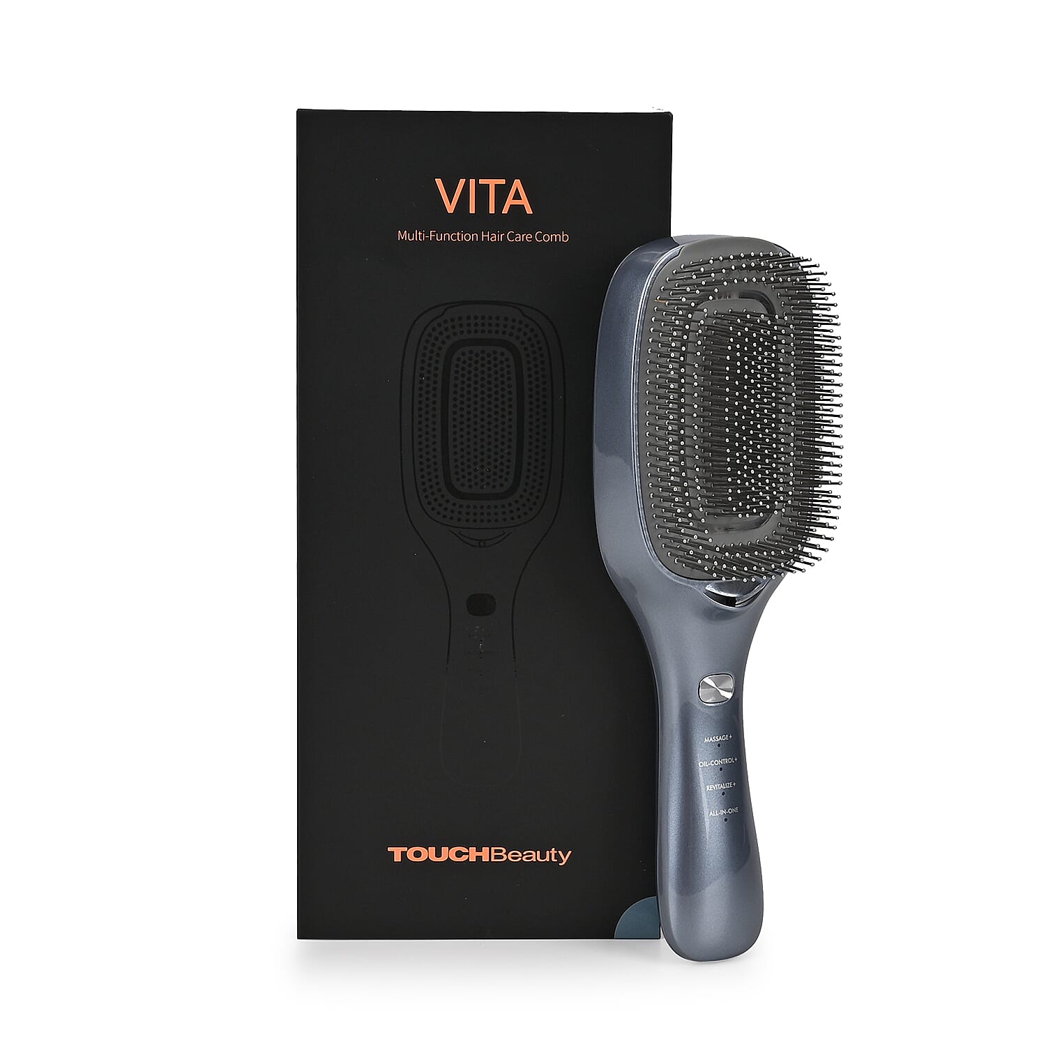 TOUCH BEAUTY- VITA 5-in-1 Hair Care Brush -  Ion Therapy, EMS, Sonic Massage, LLLT , Red and Blue Light Therapy - Grey