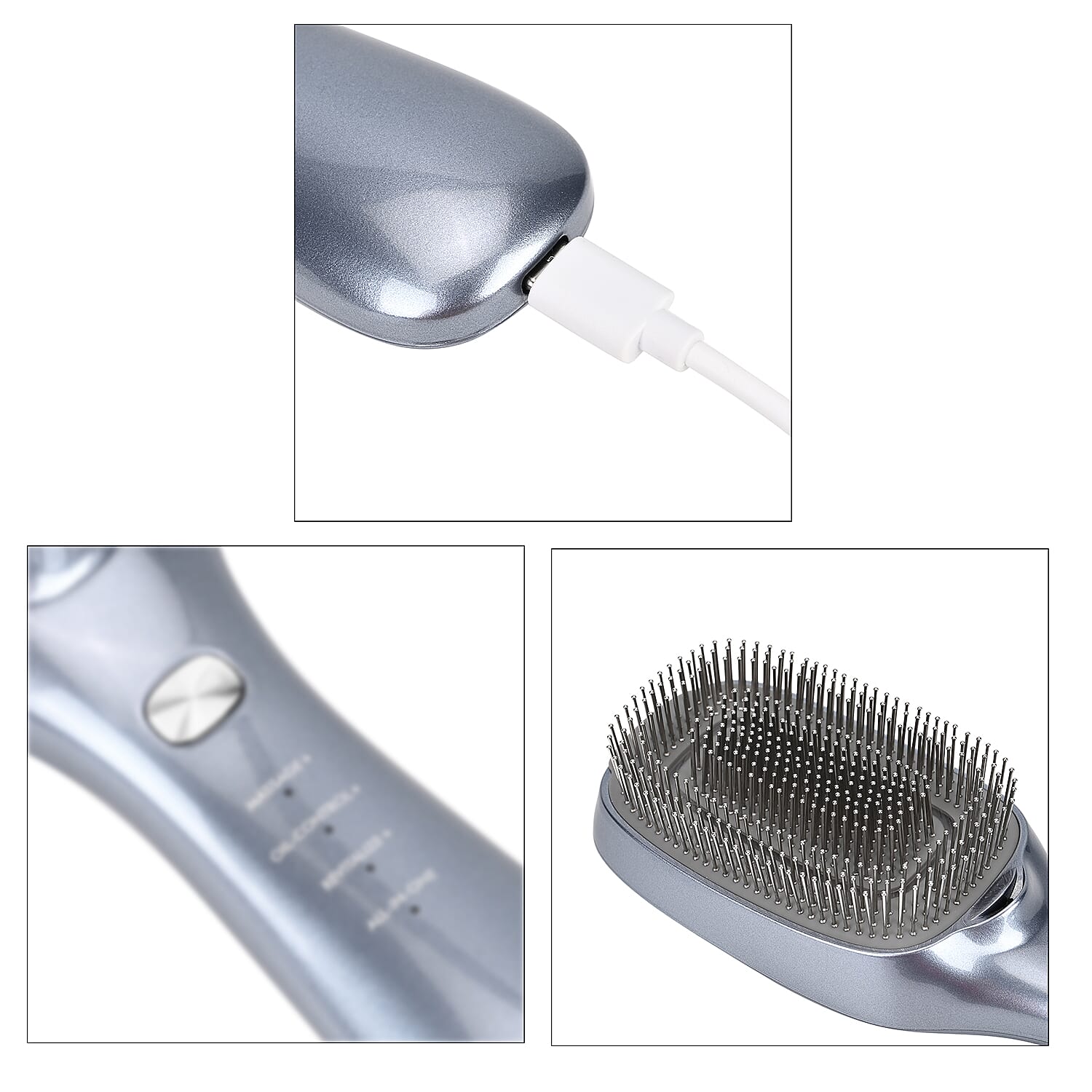 TOUCH BEAUTY- VITA 5-in-1 Hair Care Brush -  Ion Therapy, EMS, Sonic Massage, LLLT , Red and Blue Light Therapy - Grey