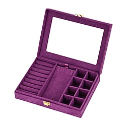 Velvet Jewellery Box With Transparent Window - 8-Slots with Removable Tray
