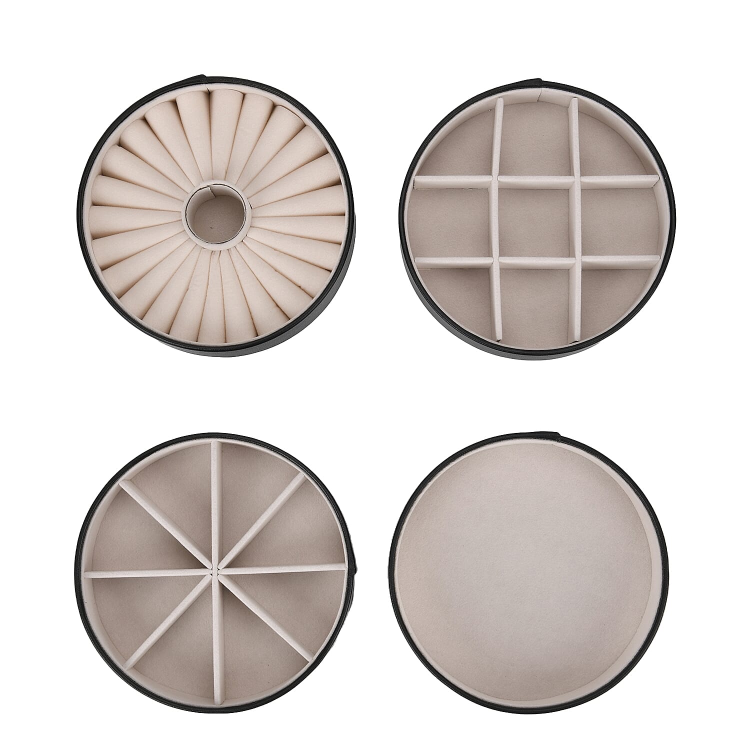 Patterned  4 Layer Stackable Jewellery Organiser (Size 15x15x16 cm) - Black