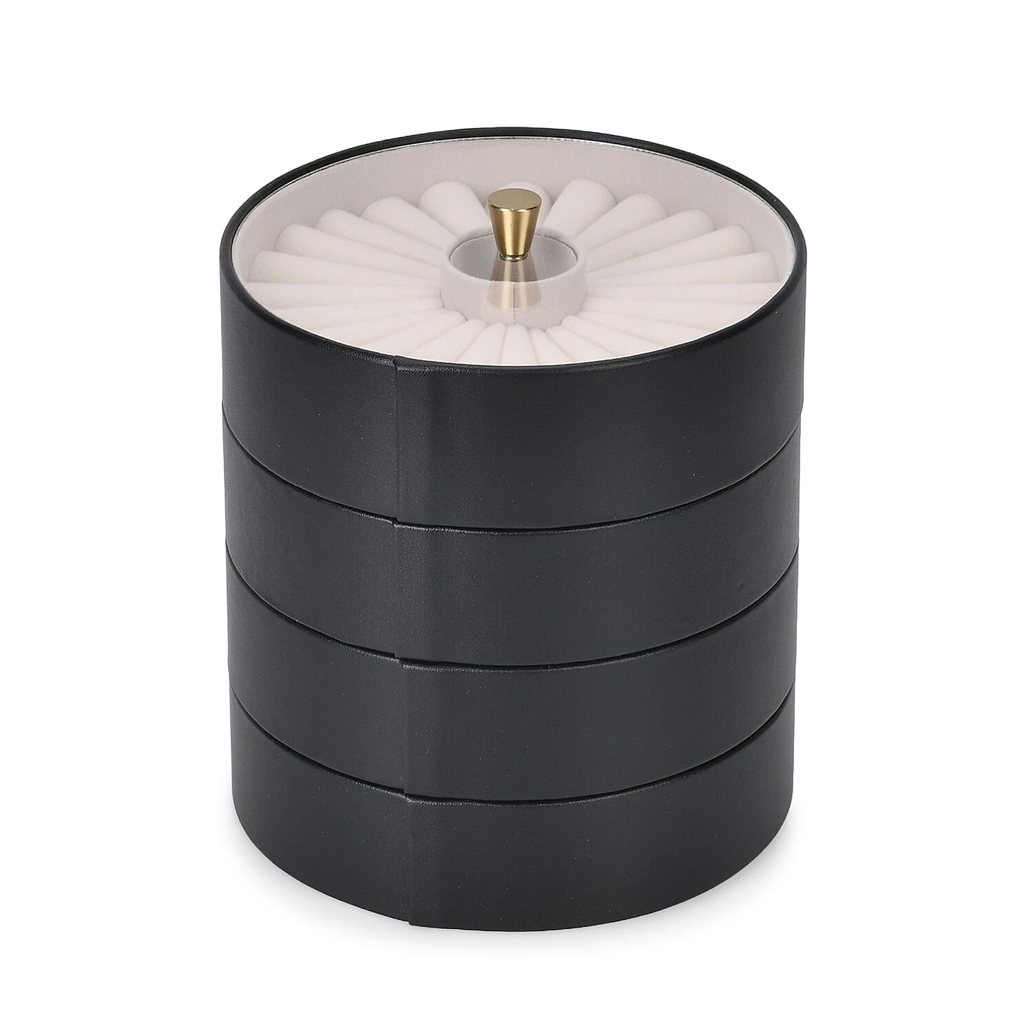 Patterned  4 Layer Stackable Jewellery Organiser (Size 15x15x16 cm) - Black