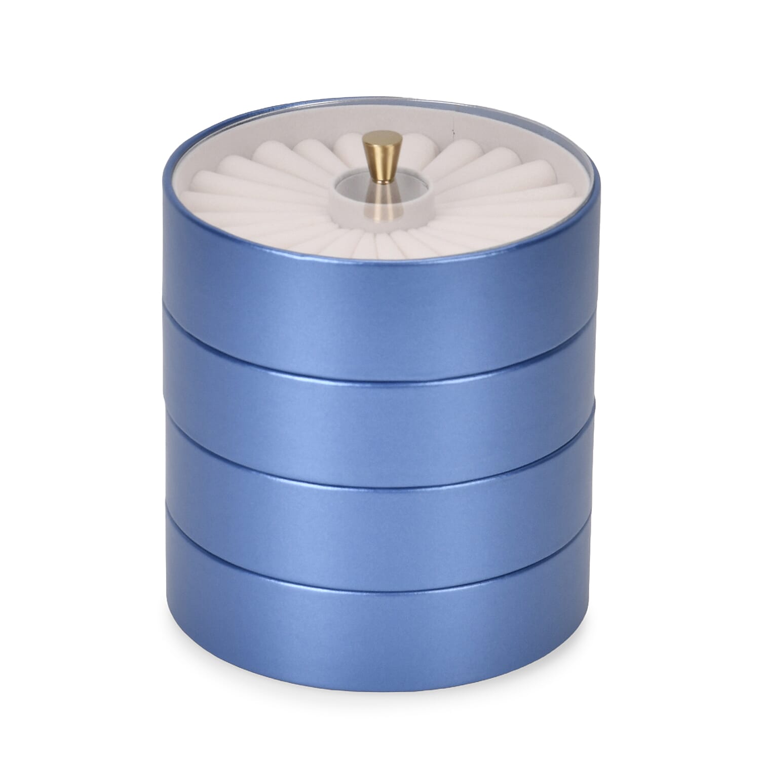 Patterned  4 Layer Stackable Jewellery Organiser (Size 15x15x16 cm) - Blue