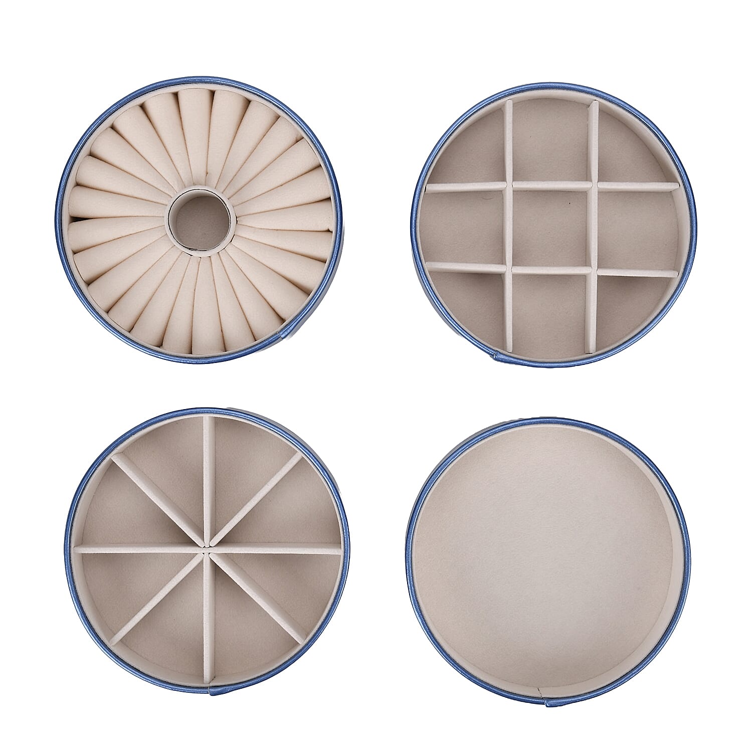 Patterned  4 Layer Stackable Jewellery Organiser (Size 15x15x16 cm) - Blue