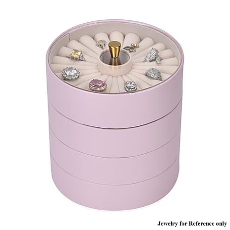 Patterned  4 Layer Stackable Jewellery Organiser (Size 15x15x16 cm) - Pink