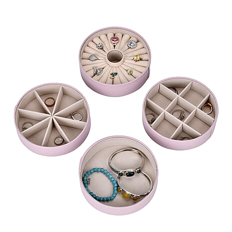 Patterned  4 Layer Stackable Jewellery Organiser (Size 15x15x16 cm) - Pink