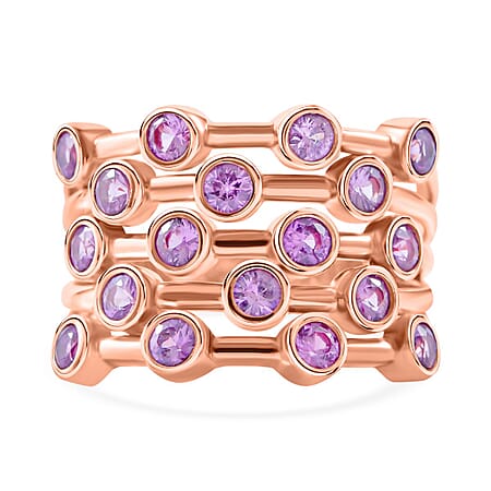 Pink Sapphire Bubble Ring in Vermeil Rose Gold Plated Sterling Silver