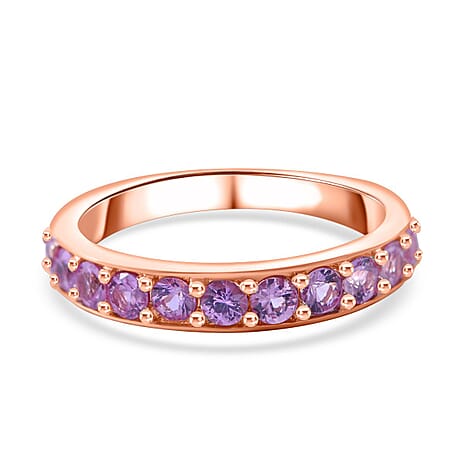 Pink Sapphire Eternity Band Ring in 18K Vermeil RG Plated Sterling Silver