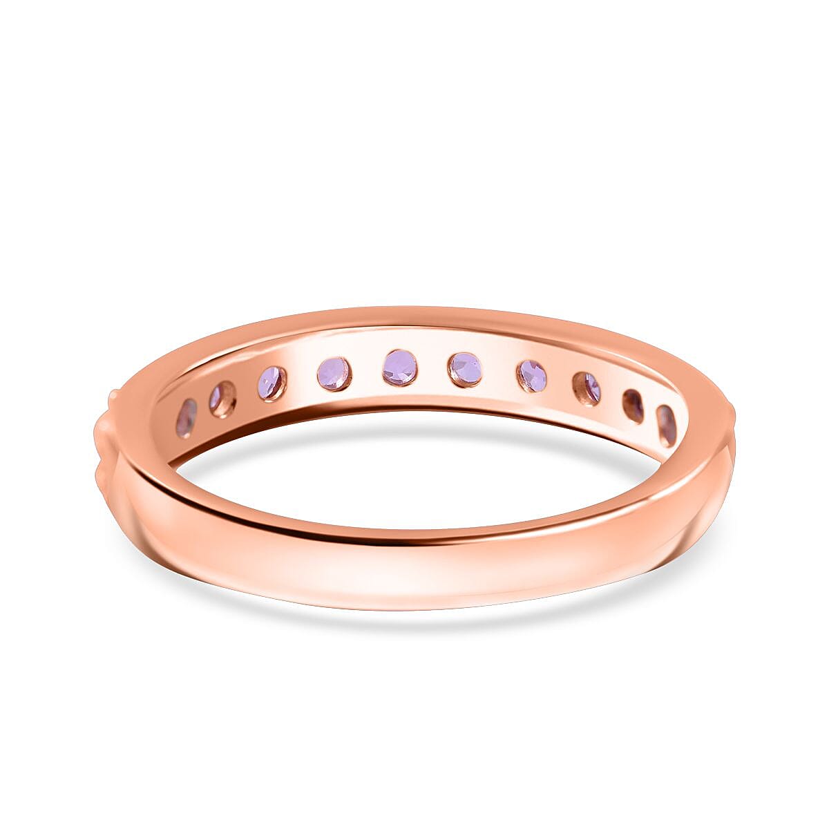 Pink Sapphire Eternity Band Ring in 18K Vermeil RG Plated Sterling Silver