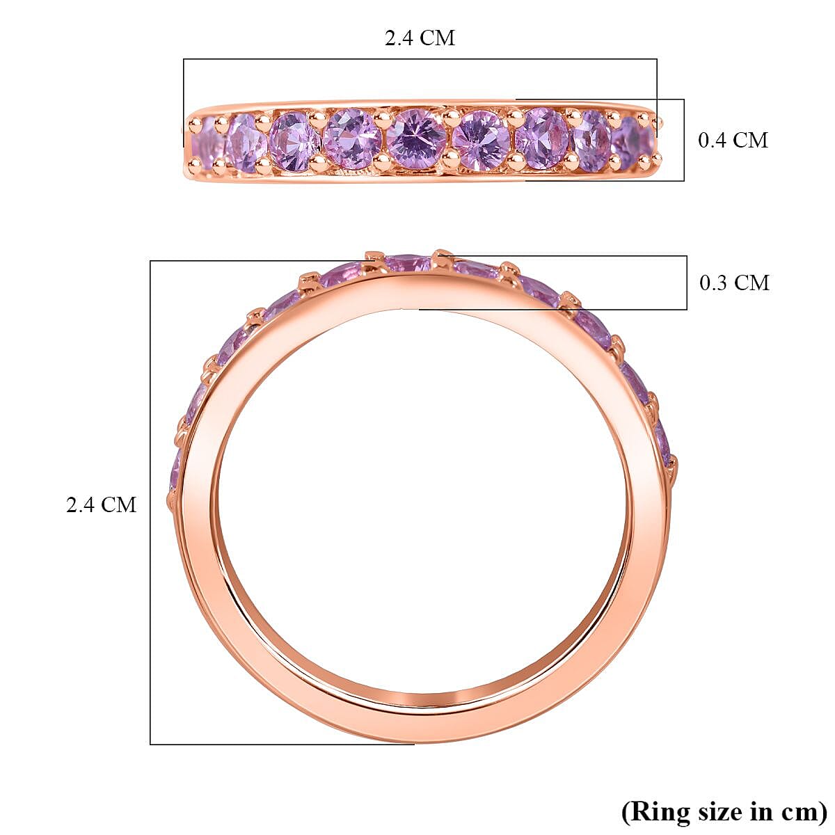 Pink Sapphire Eternity Band Ring in 18K Vermeil RG Plated Sterling Silver