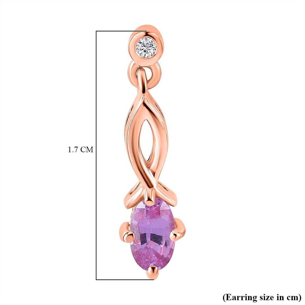 Madagascar Pink Sapphire & Natural Zircon Dangle Earrings in 18K Vermeil RG Sterling Silver