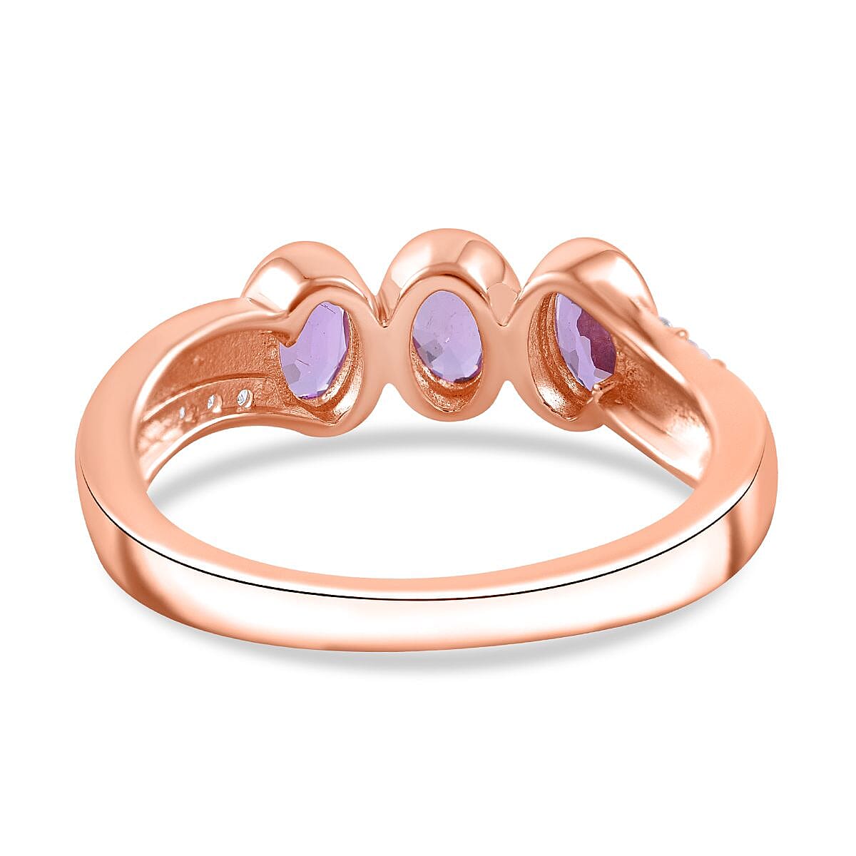 Pink Sapphire & Natural Zircon Ring in 18K Vermeil RG Plated Sterling Silver