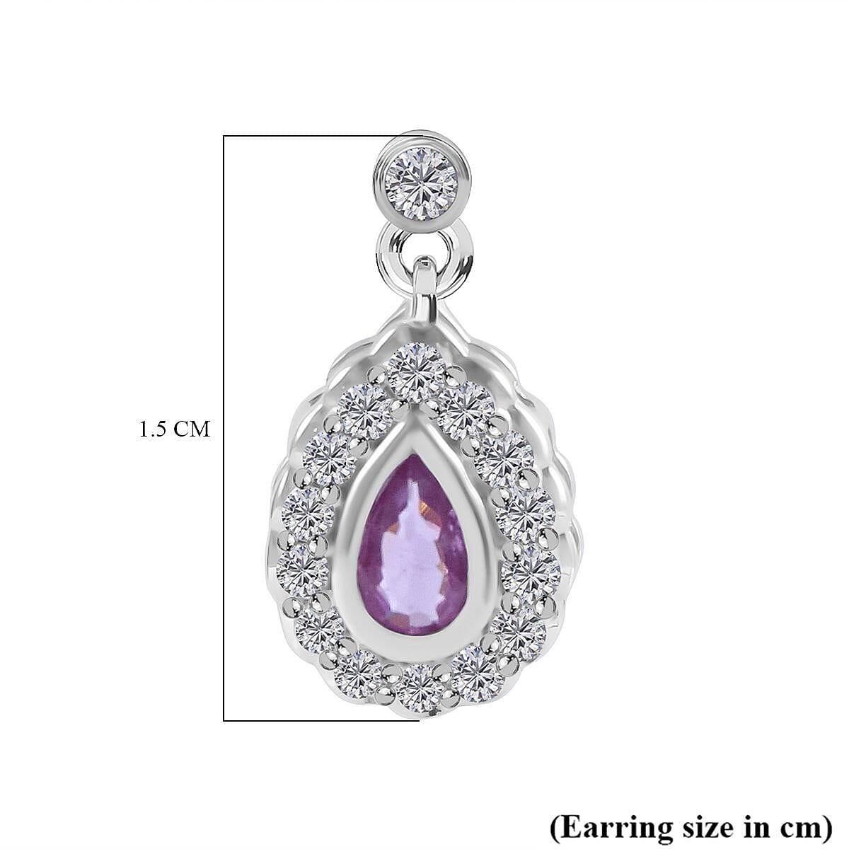 Madagascar Pink Sapphire & Natural Zircon Dangle Earrings in Rhodium Overlay Sterling Silver 1.08 Ct
