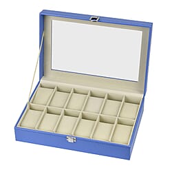 Luxury Watch Display Box with 12 Velvet Watch Cushions and Transparent Window