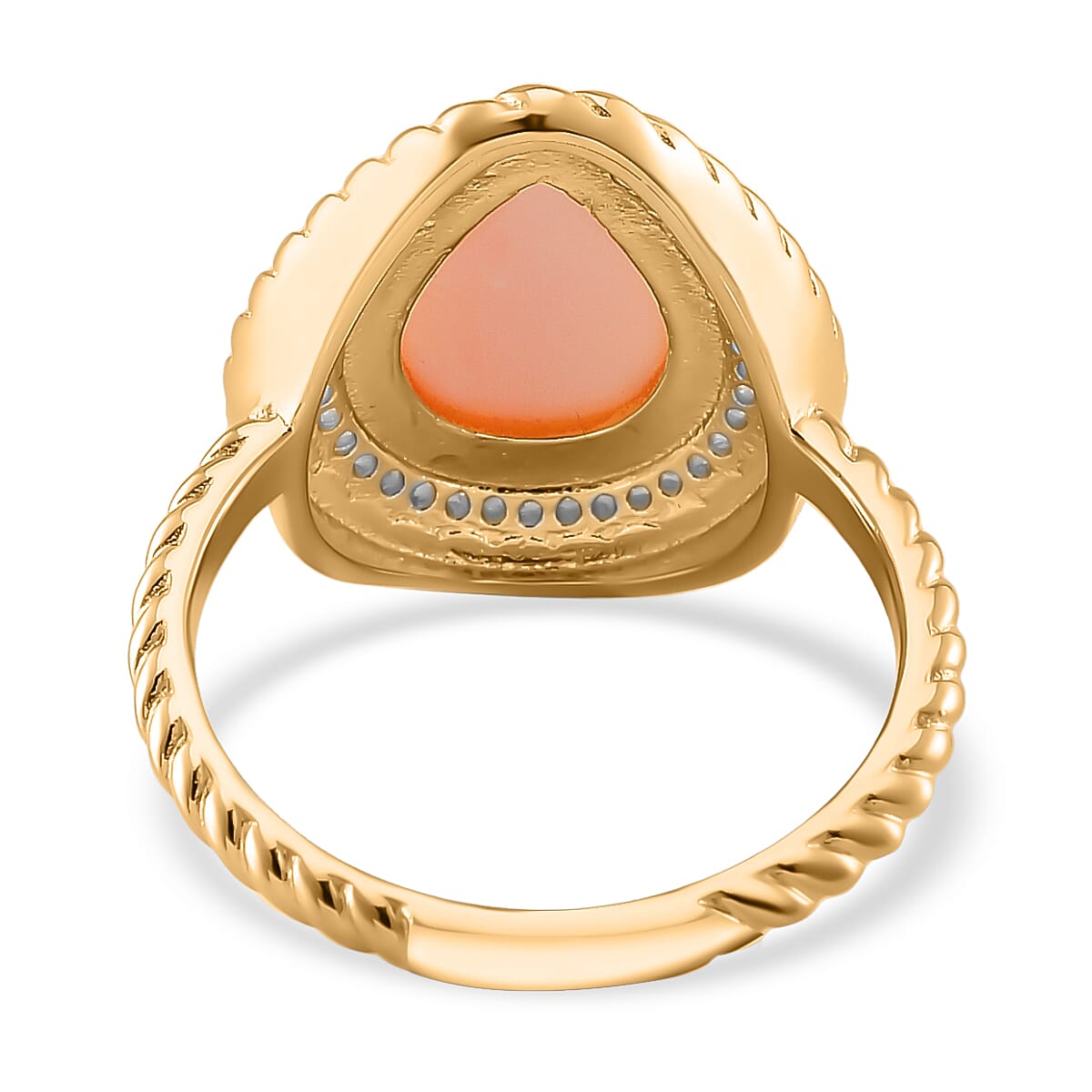 Queen Conch Shell & Zircon Ring in 18K Yellow Gold Vermeil Sterling Silver 6.65 Ct