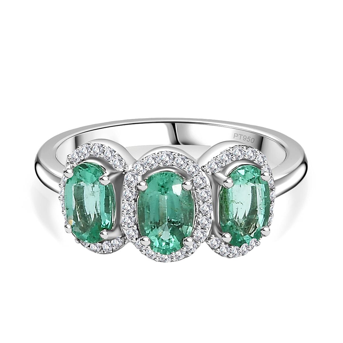 One Time Closeout - 950 Platinum AAA Muzo Colombian Emerald & Diamond Ring 1.38 Ct