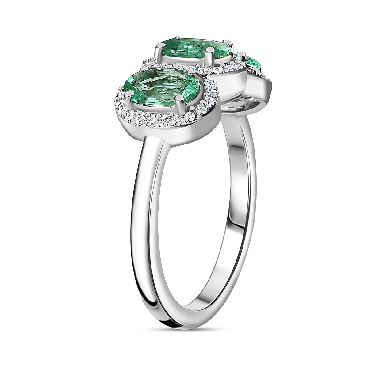 One Time Closeout - 950 Platinum AAA Muzo Colombian Emerald & Diamond Ring 1.38 Ct