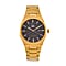 GENOA TIME V2 Japanese Movement Black Dial Gold Plated 3ATM WR Watch with Stainless Steel Strap