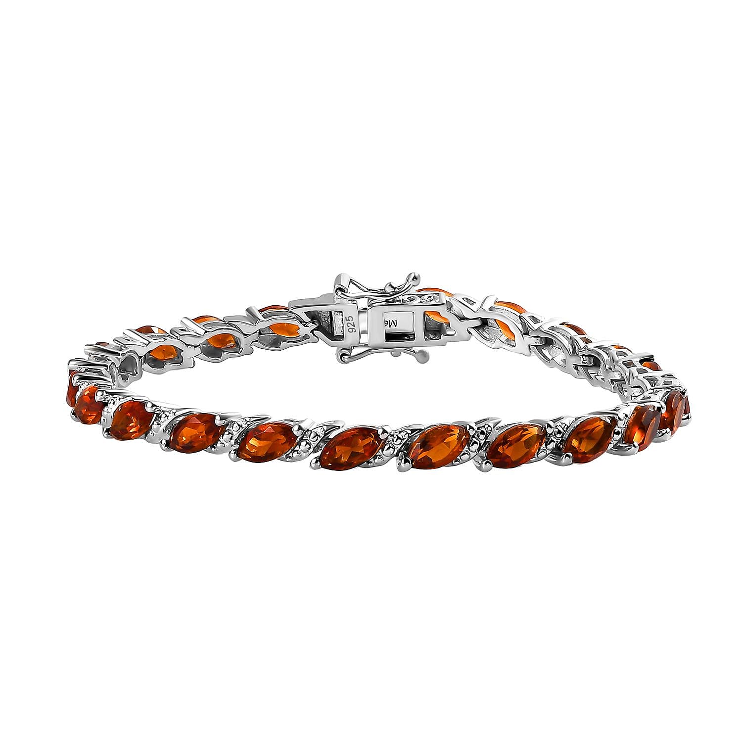 Premium Madeira Citrine Marquise Cut Bracelet (Size - 8) in Rhodium Overlay Sterling Silver 9.47 ct,  Silver Wt. 10.79 Gms