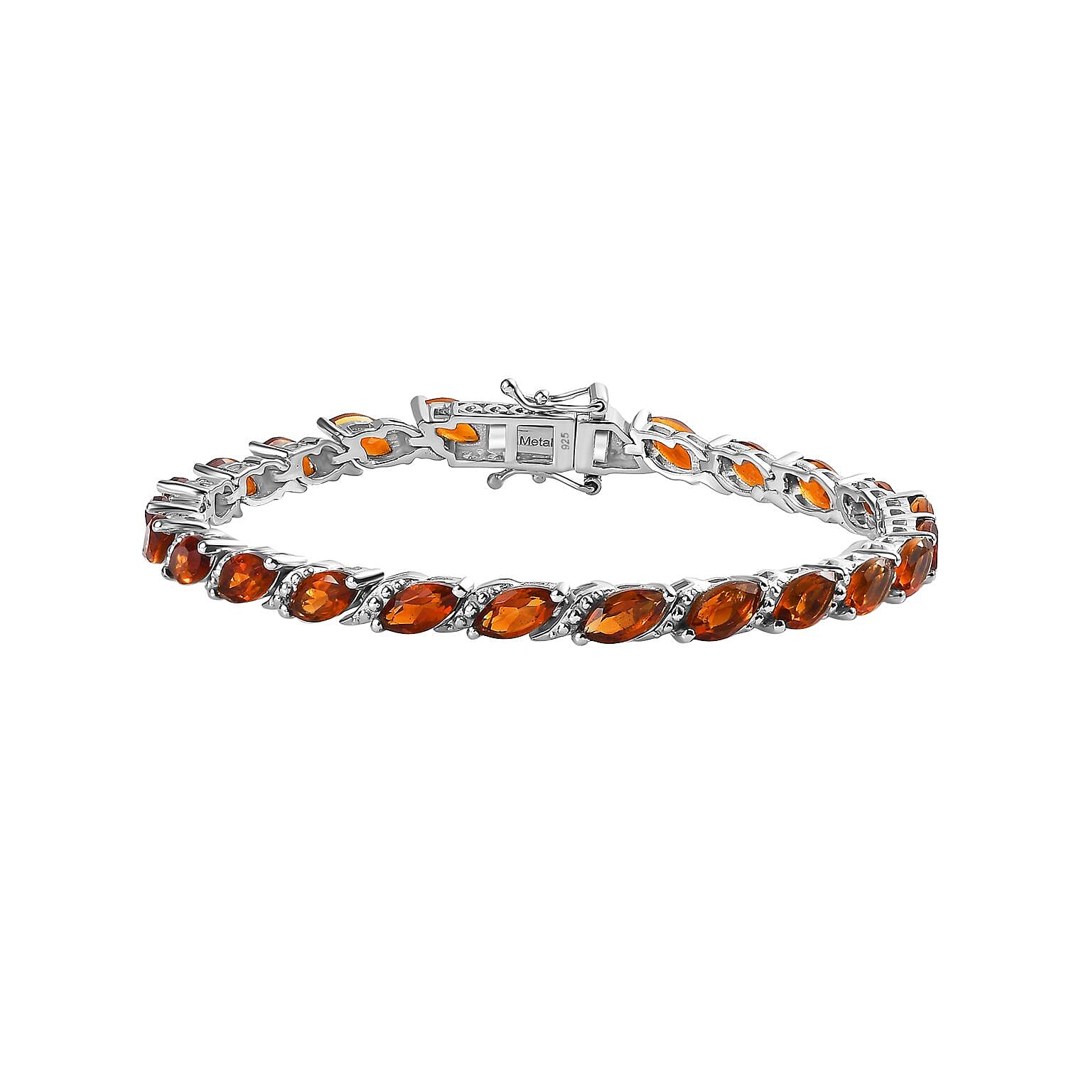 Premium Madeira Citrine Marquise Cut Bracelet (Size - 7.5) with GB Lock Box in Rhodium Overlay Sterling Silver 9.10 Ct, Silver Wt. 11.56 Gms