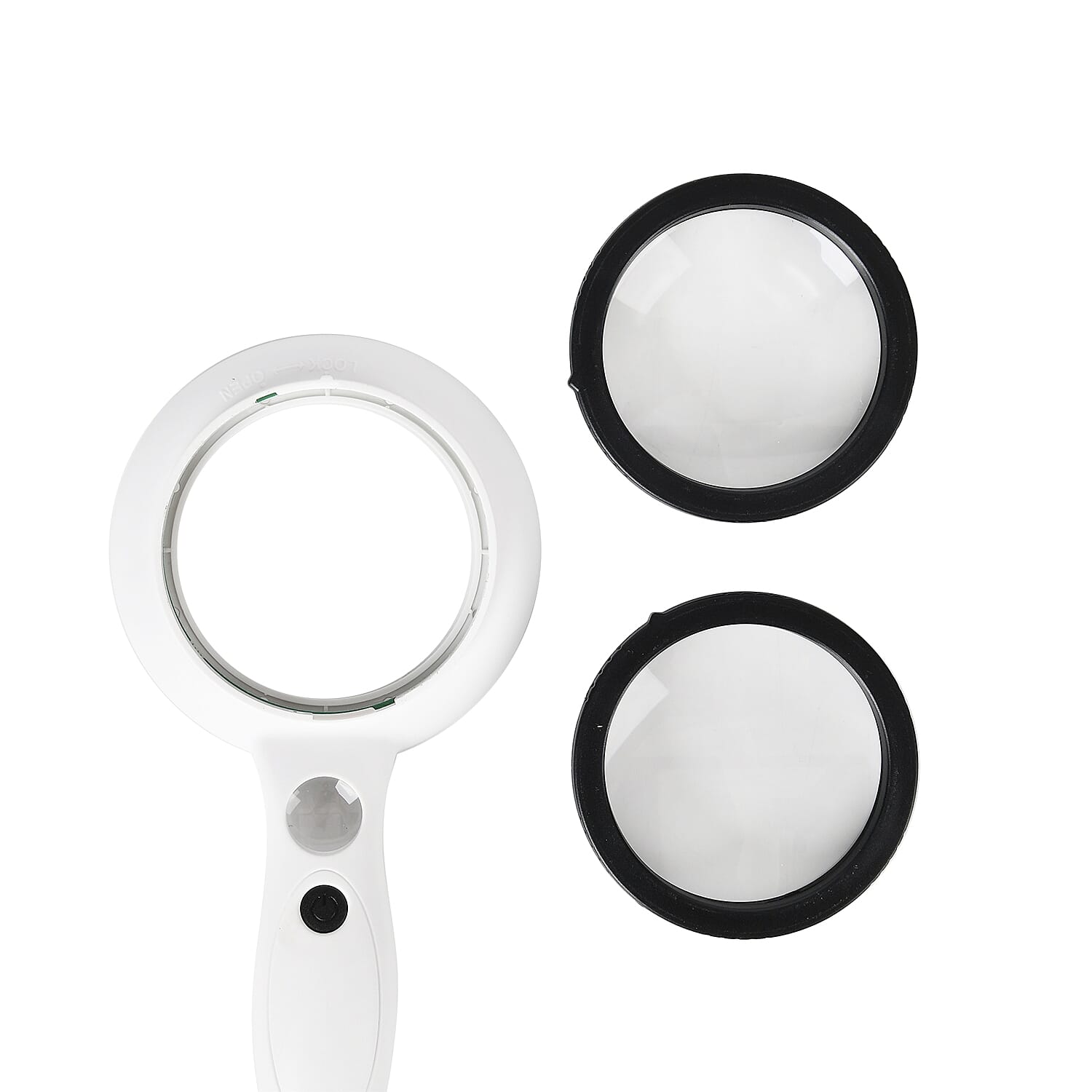 LED Handheld Interchangeable Magnifying Glass (3 x AAA Battery not inc.) - White