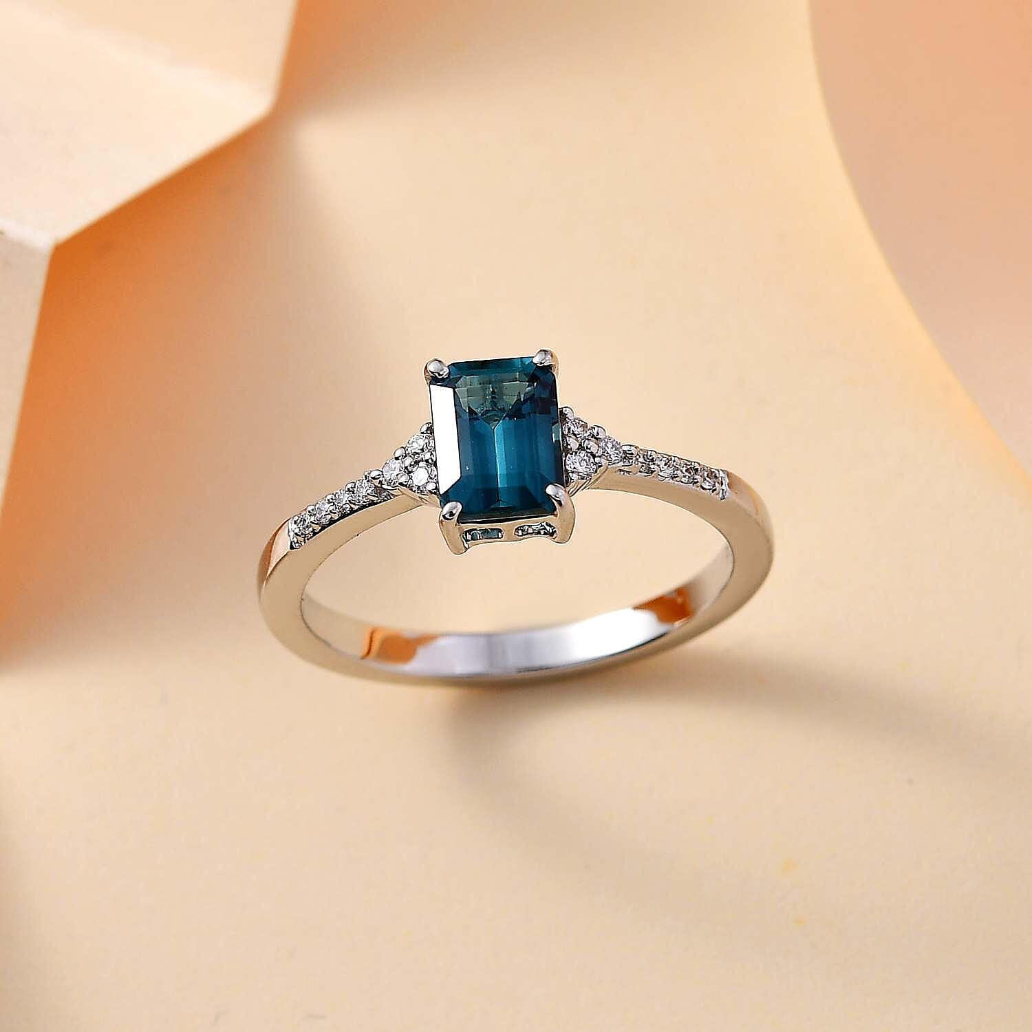 Signature Collection - 950 Platinum AAAA Mutuca Indicolite & Diamond Ring 1.15 Ct