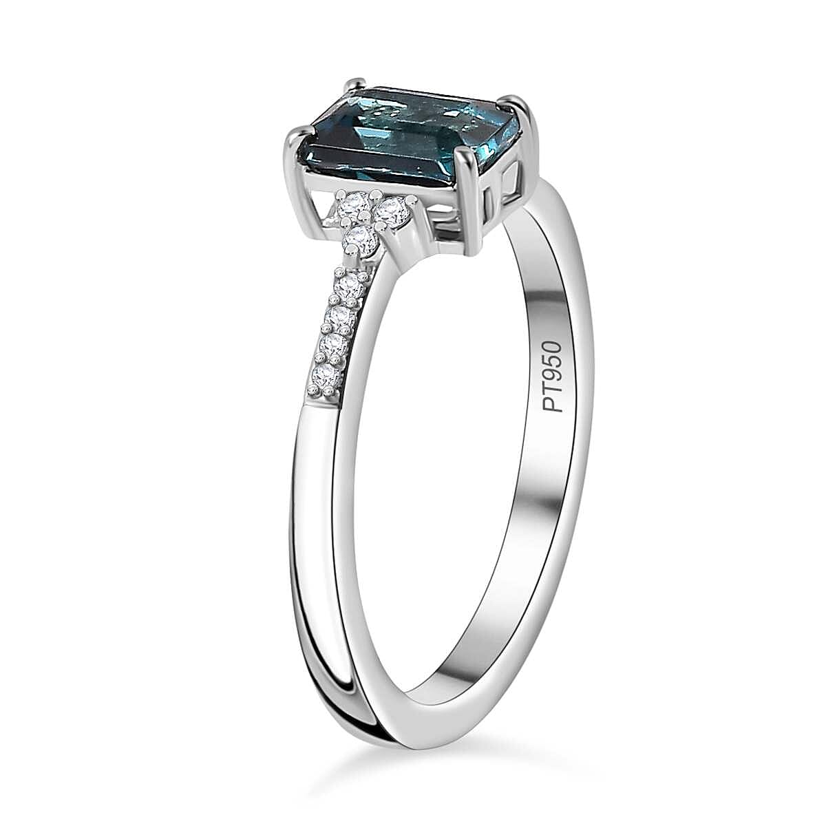 Signature Collection - 950 Platinum AAAA Mutuca Indicolite & Diamond Ring 1.15 Ct