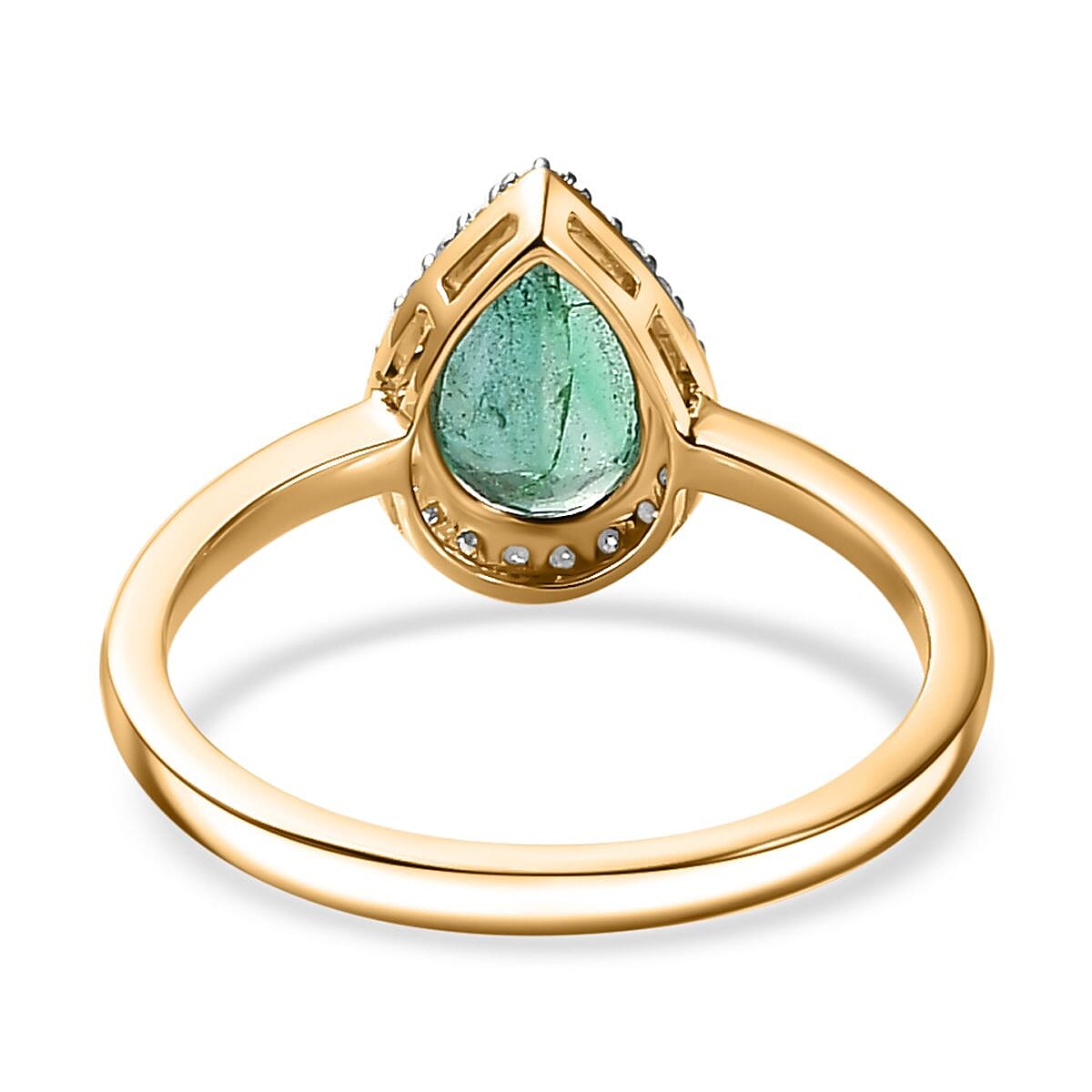 9K Yellow Gold AAA Gemfileds Premium Zambian Emerald & Moissanite Ring 1.37 Ct
