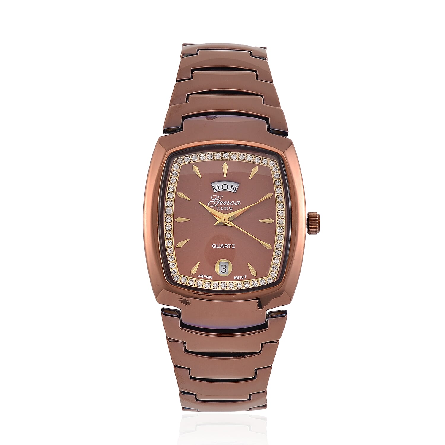 Designer Inspired Closeout Deal  - GENOA Japanese Movement Watch in Stainless Steel - Bronze