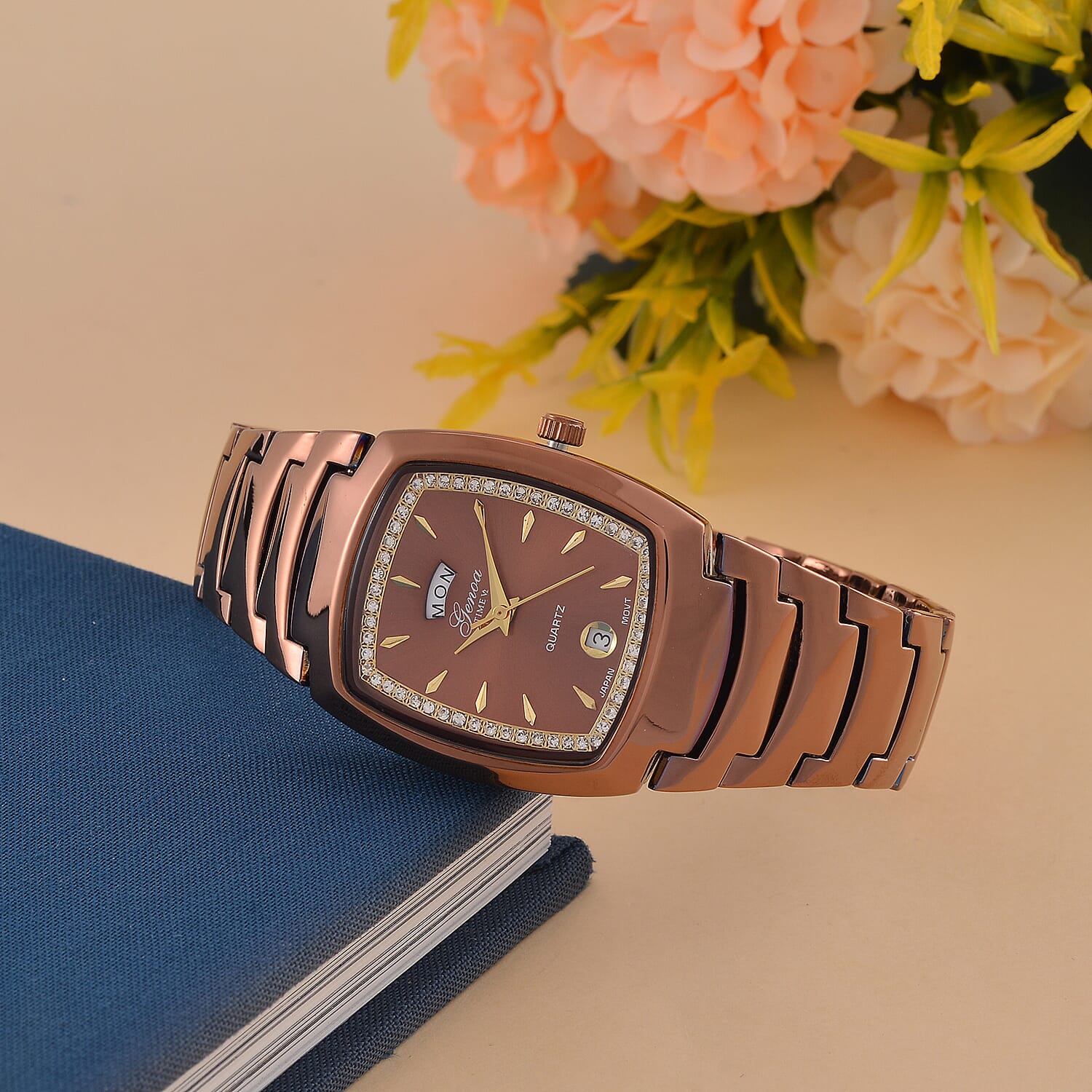 Designer Inspired Closeout Deal  - GENOA Japanese Movement Watch in Stainless Steel - Bronze