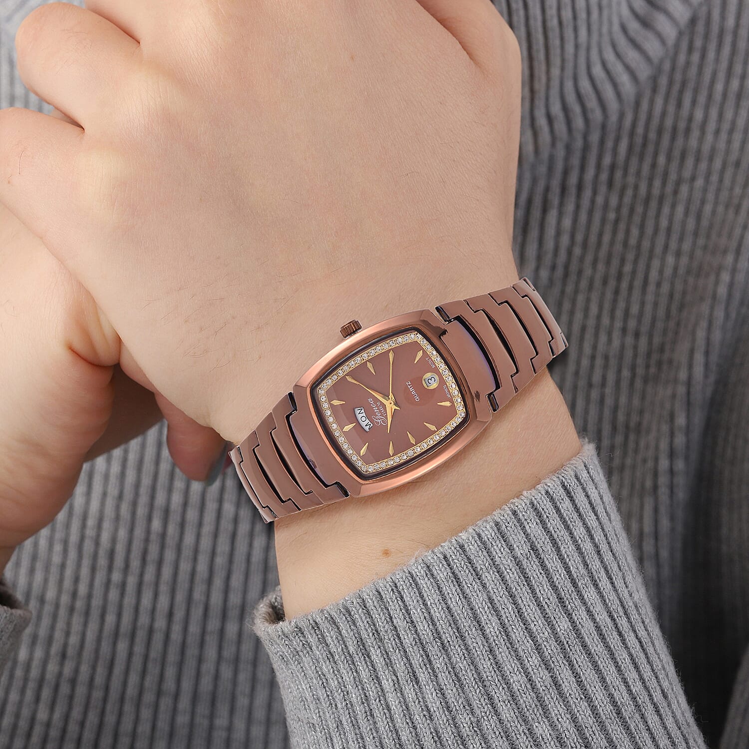 Designer Inspired Closeout Deal  - GENOA Japanese Movement Watch in Stainless Steel - Bronze