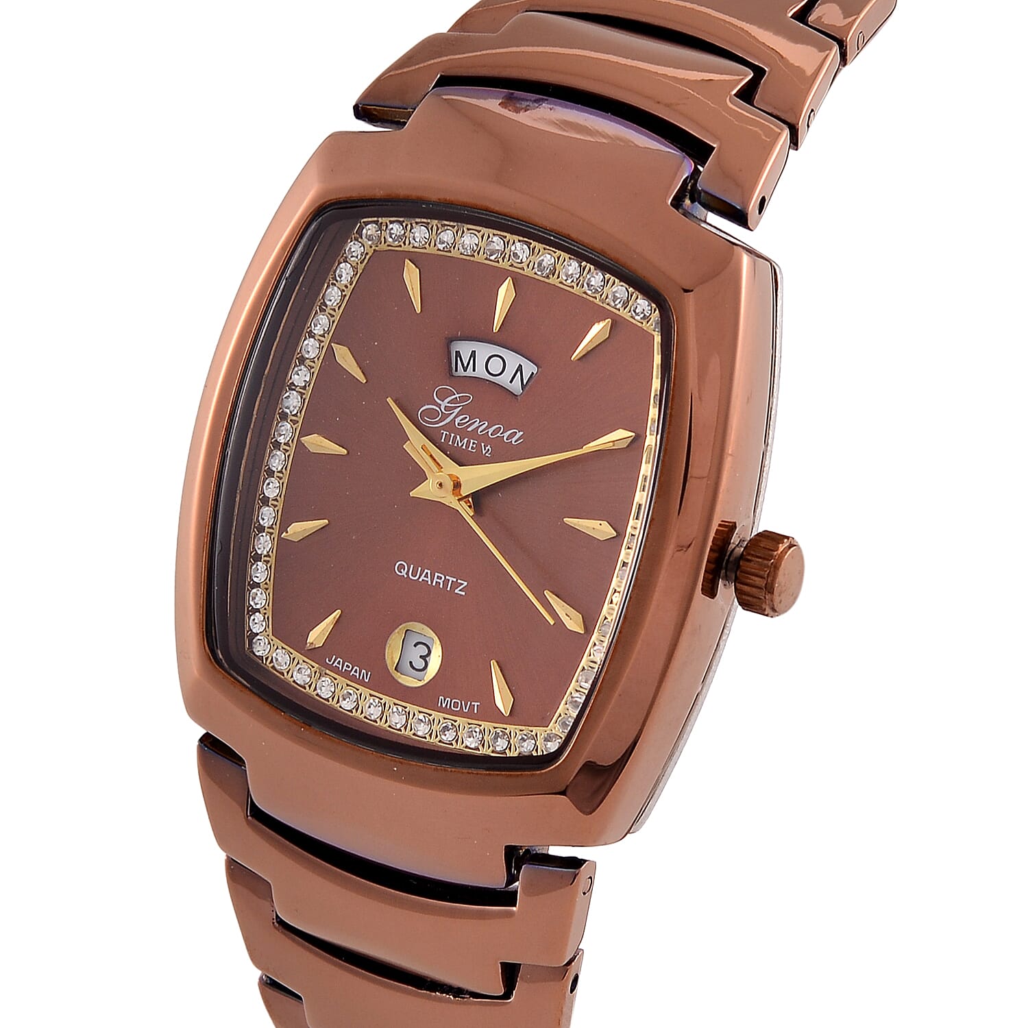 Designer Inspired Closeout Deal  - GENOA Japanese Movement Watch in Stainless Steel - Bronze