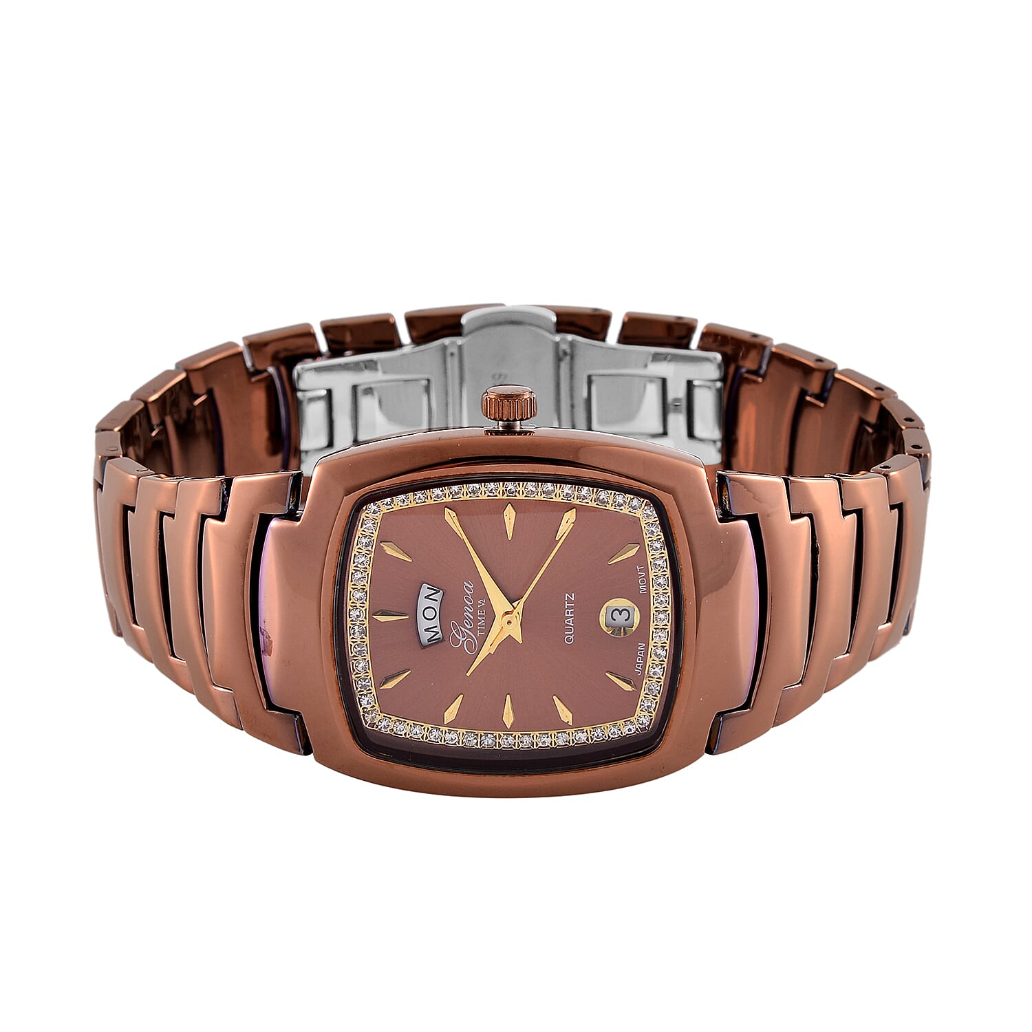 Designer Inspired Closeout Deal  - GENOA Japanese Movement Watch in Stainless Steel - Bronze