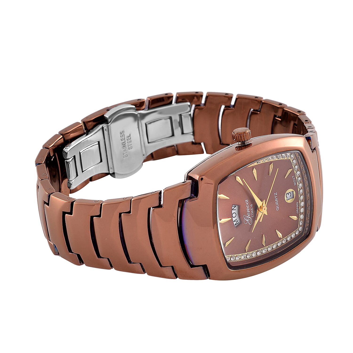 Designer Inspired Closeout Deal  - GENOA Japanese Movement Watch in Stainless Steel - Bronze
