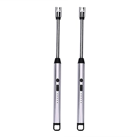 Set of 2 Rechargeable Electric Lighters - Silver