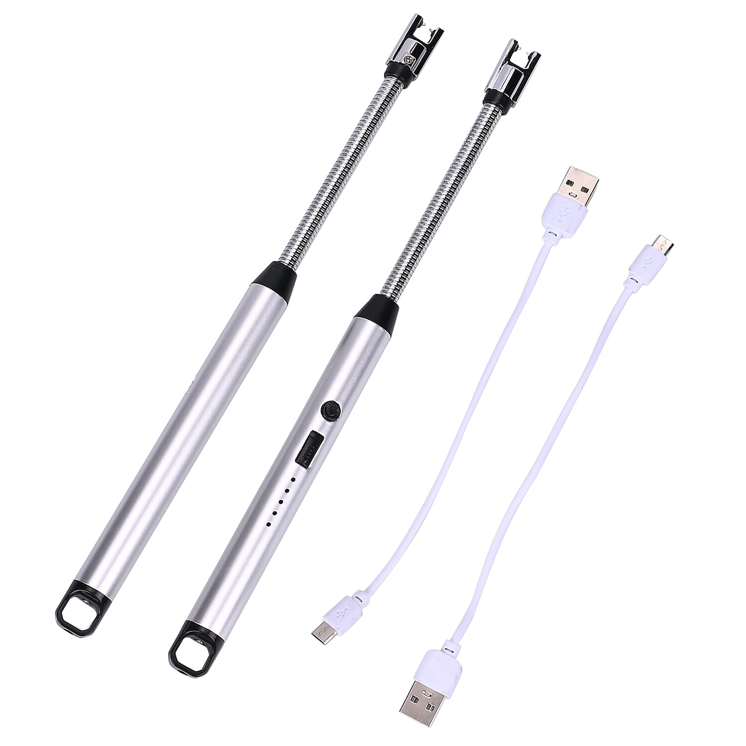 Set of 2 Rechargeable Electric Lighters - Silver