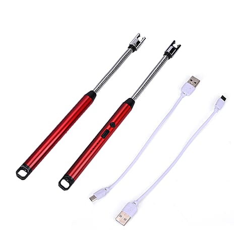 Set of 2 Rechargeable Electric Lighters - Red