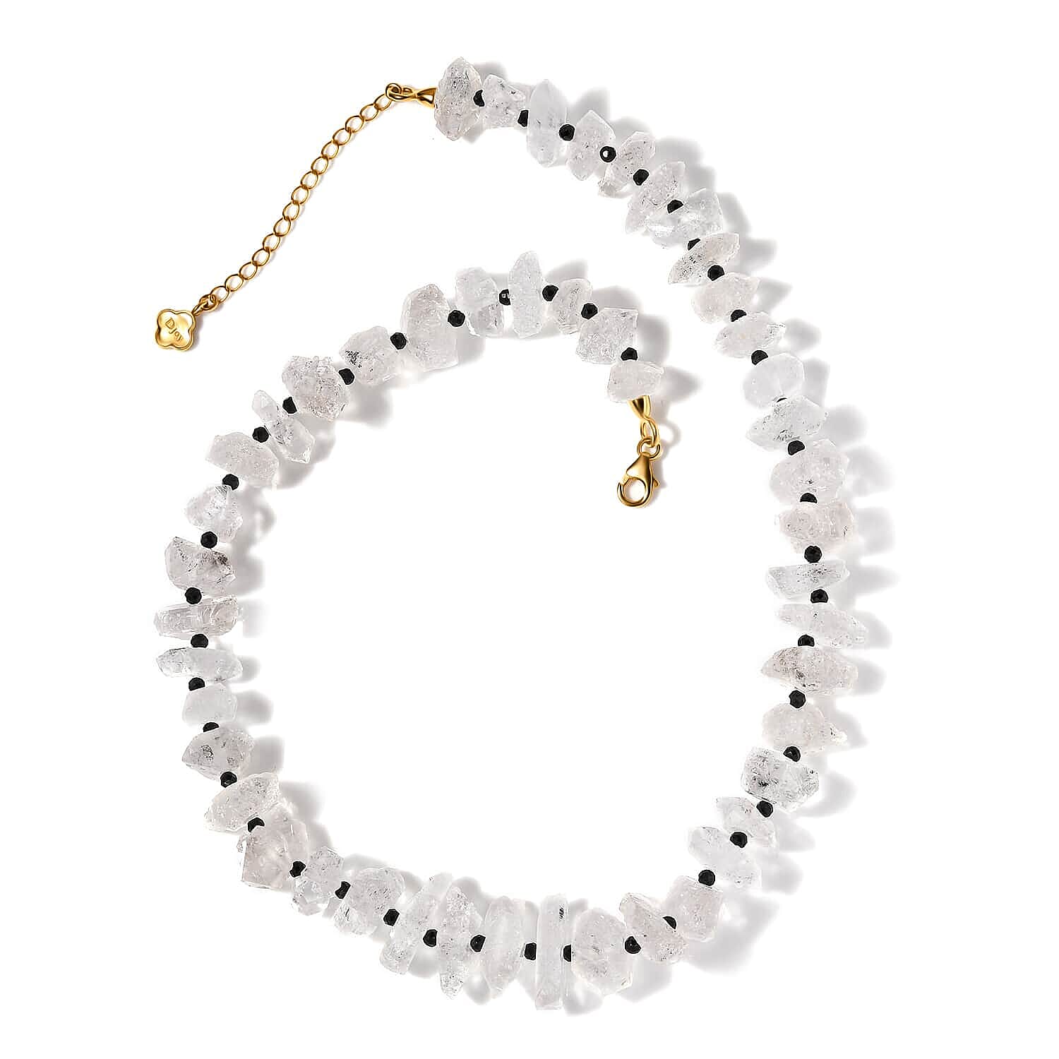 Black Spinel ,  Herkimer Diamond Quartz  Necklace (Size - 18) in Vermeil YG Sterling Silver 353.50 ct  5.650  Ct.