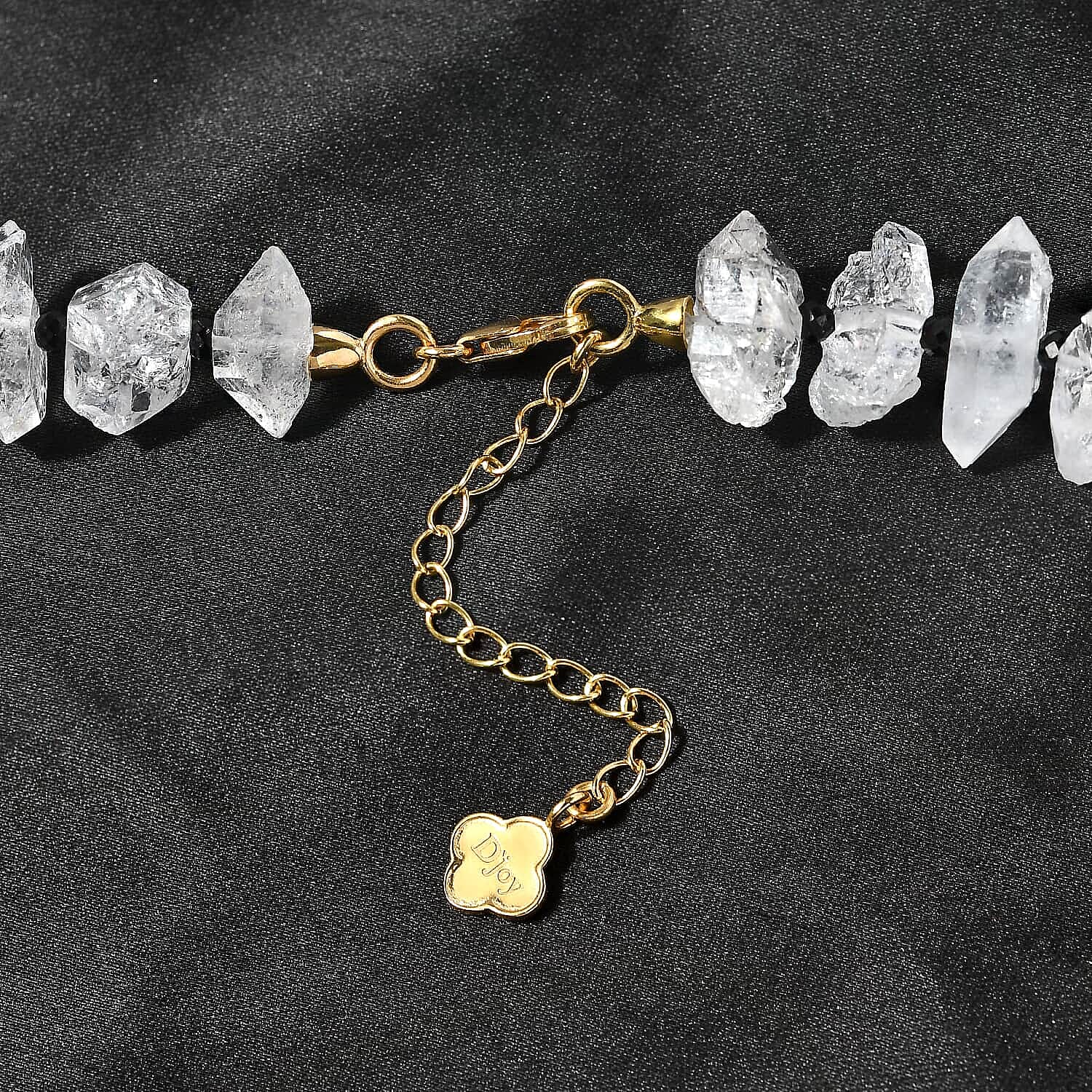 Black Spinel ,  Herkimer Diamond Quartz  Necklace (Size - 18) in Vermeil YG Sterling Silver 353.50 ct  5.650  Ct.