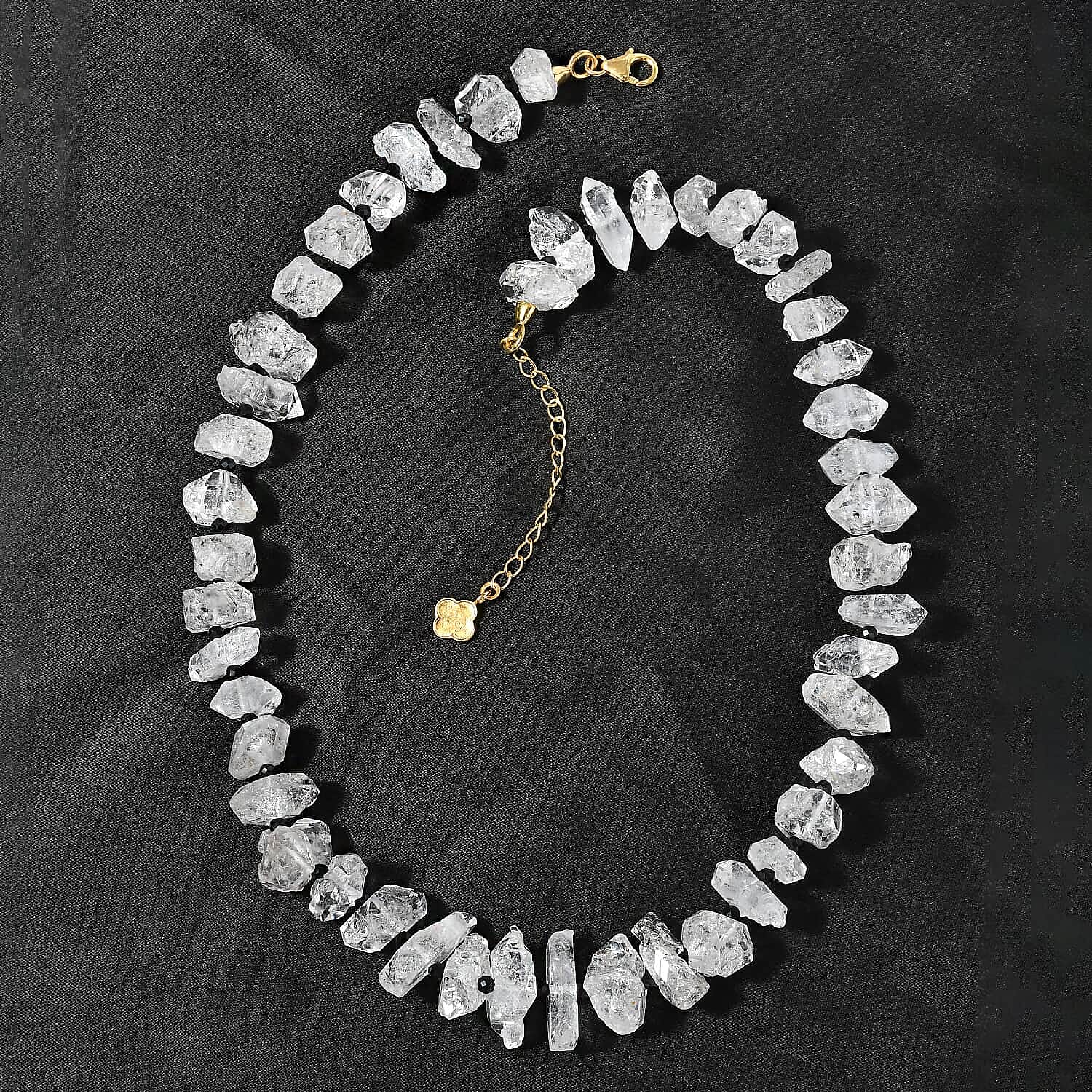 Black Spinel ,  Herkimer Diamond Quartz  Necklace (Size - 18) in Vermeil YG Sterling Silver 353.50 ct  5.650  Ct.