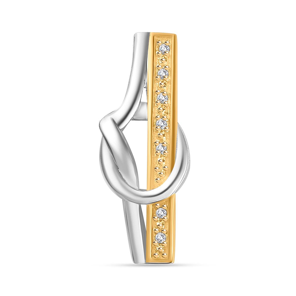 White Diamond Pendant in Yellow Gold Plated & Platinum Overlay Sterling Silver