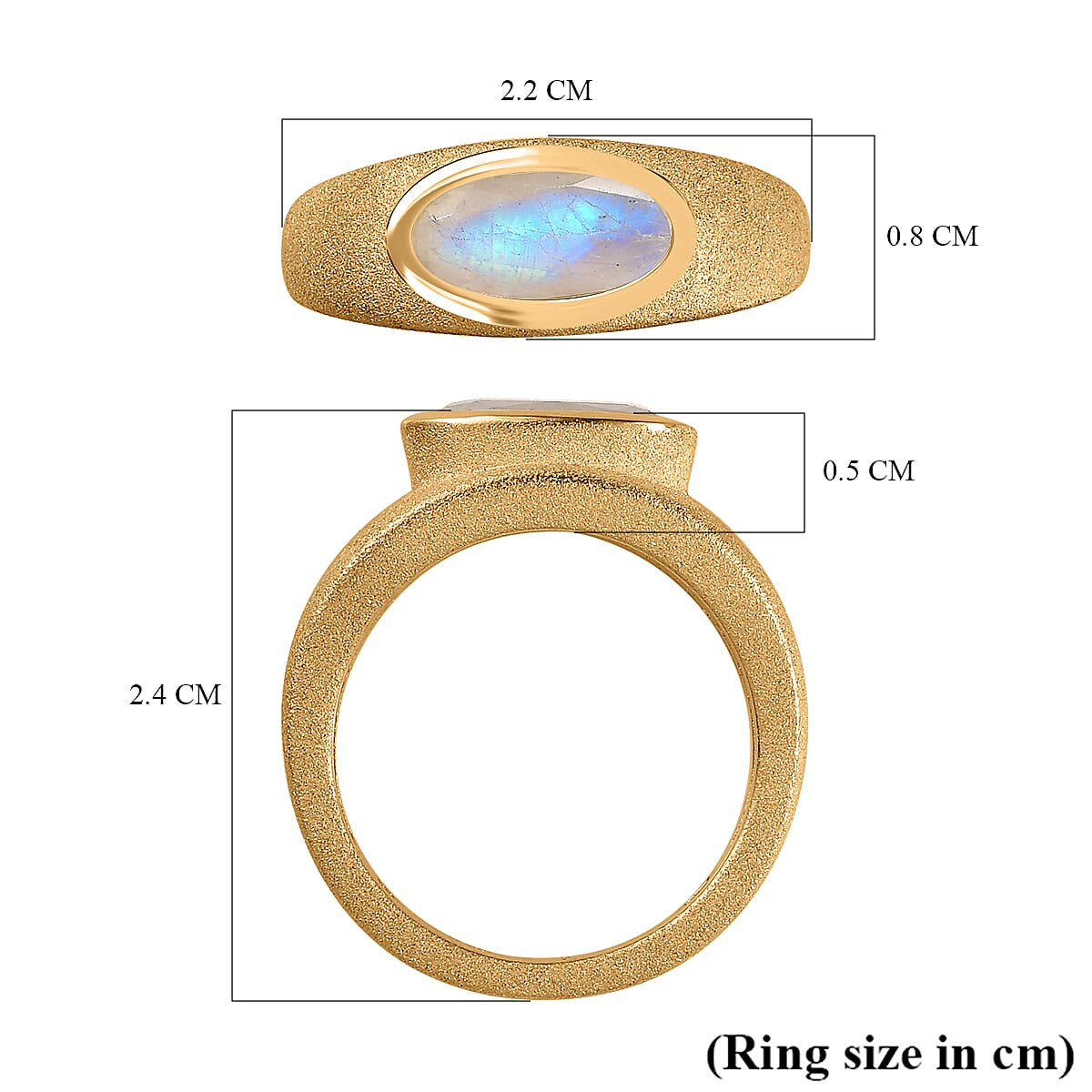 Moon Glow Moonstone Solitaire Ring in 18K YG Vermeil Plated Sterling Silver 1.18 Ct