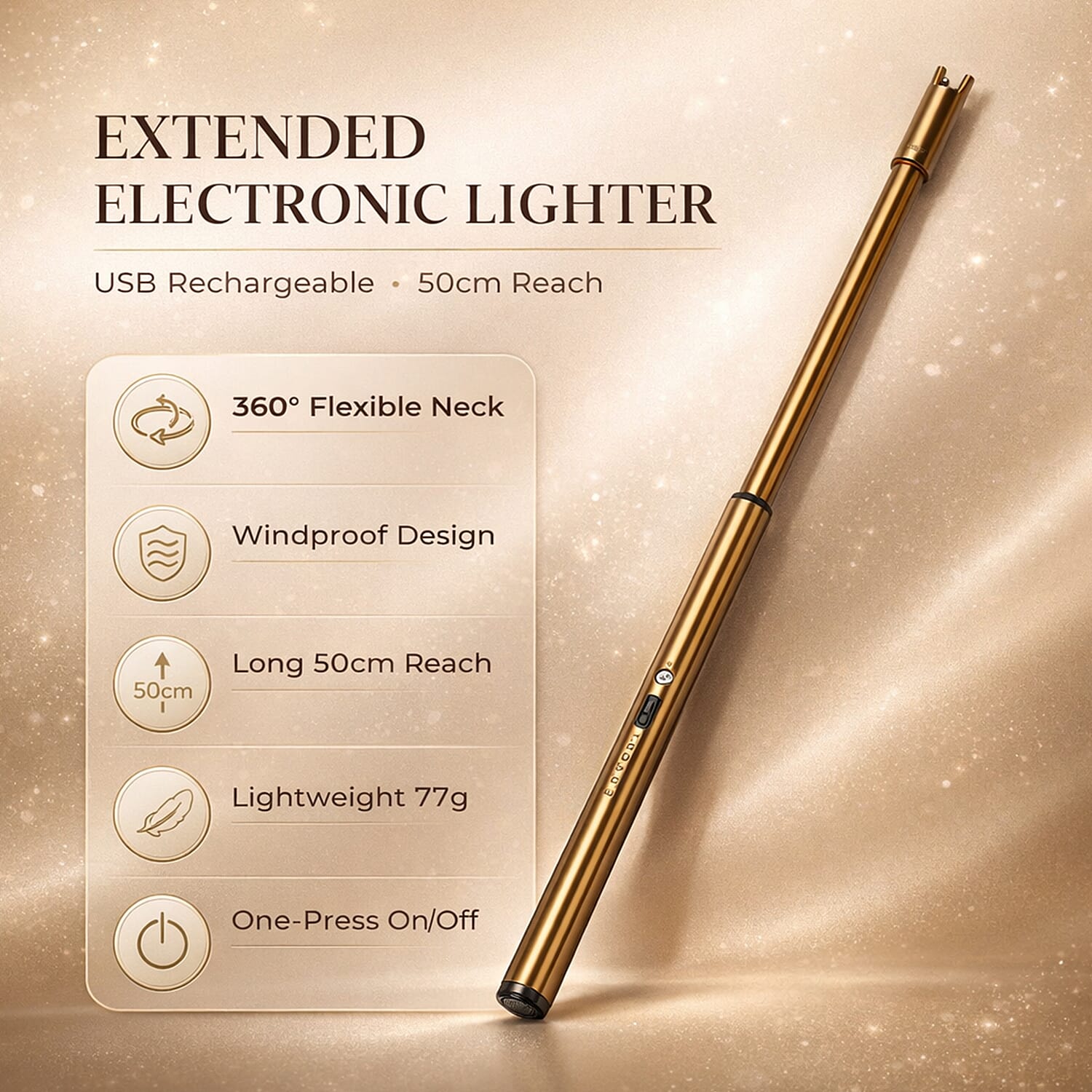 Extended Electric Lighter- Gold
