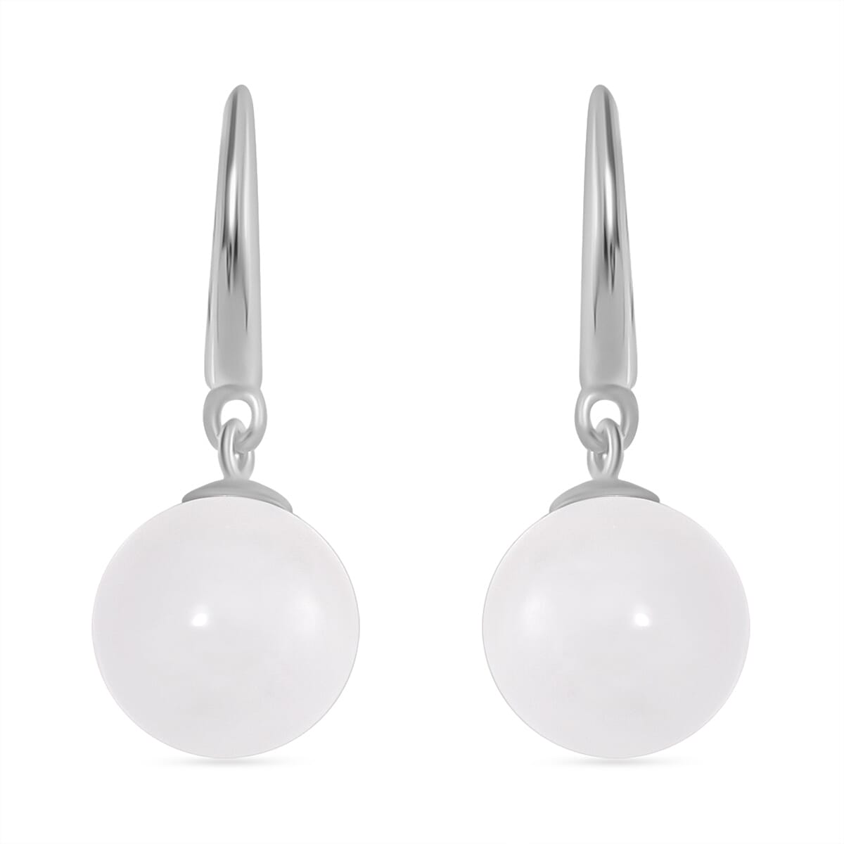 Natural Jadeite Jade Hoop Earrings in Rhodium Overlay Sterling Silver 40.00 Ct