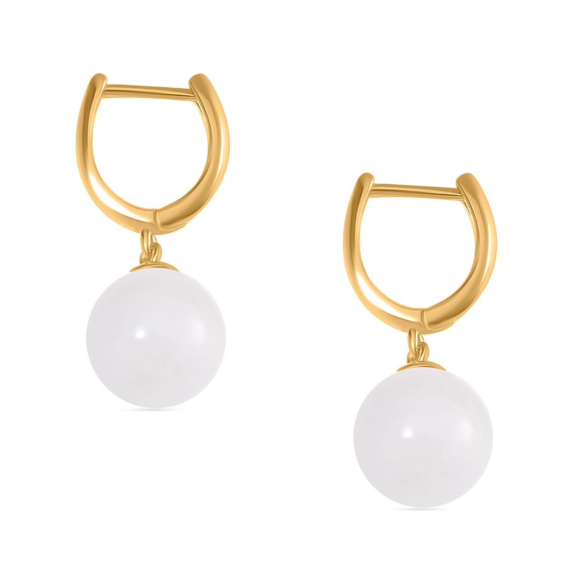 Natural Jadeite Jade Hoop Earrings in 18K YG Vermeil Plated Sterling Silver 40.00 Ct